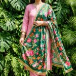 Printed Silk Dupatta – Floral Garden - Image 2