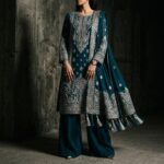 Royal Deep Teal Georgette Formal Suit - Image 3