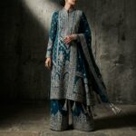 Royal Deep Teal Georgette Formal Suit - Image 4
