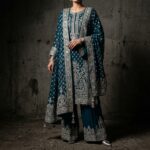 Royal Deep Teal Georgette Formal Suit