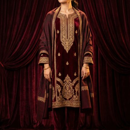 Zareen Velvet Embroidered Winter Suit 3-Piece