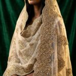 Embroidered Net Dupatta – Gold & Ivory - Image 3