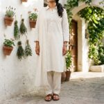 Farah Solid Cotton Shalwar Kameez – Ivory White - Image 4