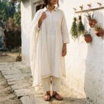 Farah Solid Cotton Shalwar Kameez – Ivory White - Image 3